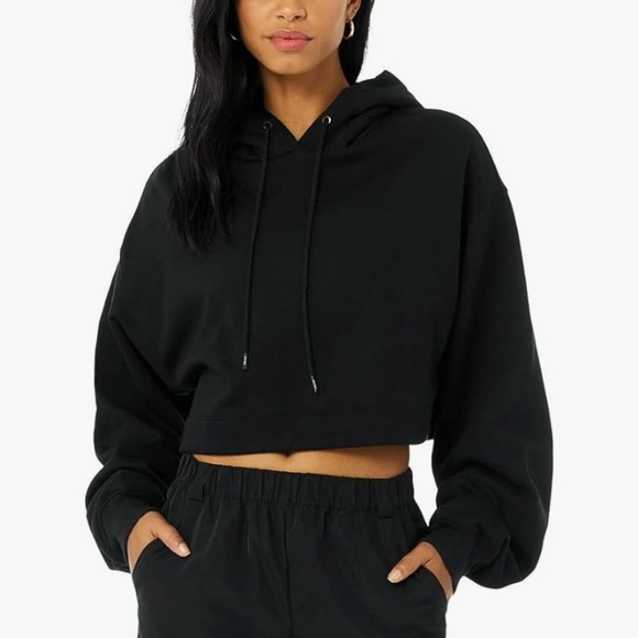 ALO Yoga Tops - Alo Yoga Bae Cropped Hoodie - Black Size Small